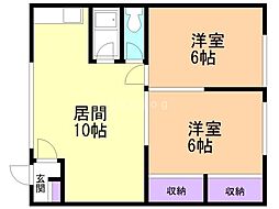 北隆ハイツ 2LDKの間取図画像