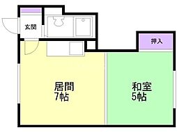 十八条コーポ 1DKの間取図画像