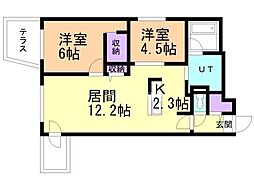 SORANO麻生 ソラノアサブ 2LDKの間取図画像