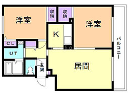 パークハイツ1 2LDKの間取図画像