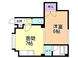樺戸ハイム 1DKの間取図画像