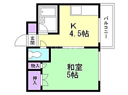 クラークハイツ 1DKの間取図画像