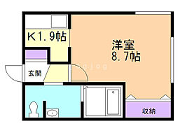グランディール北大前 1Kの間取図画像