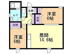 ア・ラ・モード参番館 2LDKの間取図画像