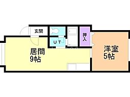 メゾンドール2 1DKの間取図画像