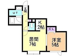 リリーヴハイツ-S 1LDKの間取図画像
