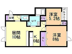リトルドッグN27 2LDKの間取図画像