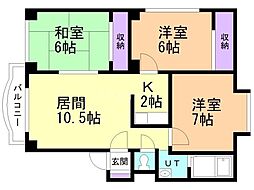 コーポ柏楊 3LDKの間取図画像