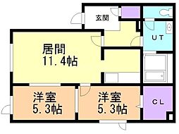 パレス・グリーンコム二十番館 2LDKの間取図画像