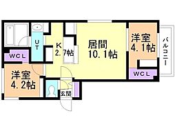 札幌市北区北二十三条西7丁目マンション 2LDKの間取図画像