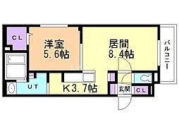グランメール西麻生 1LDKの間取図画像