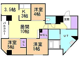 フランセレジデンシアスイート南麻生 3LDKの間取図画像
