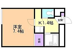 レオパレスフォルテック2 1Kの間取図画像