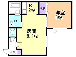 ウイング麻生 1LDKの間取図画像