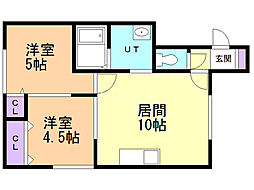 ハイツ中村 2LDKの間取図画像