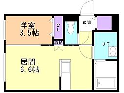 アルファグランデ麻生 1LDKの間取図画像