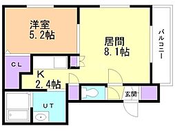 グランメールアカシア通 1LDKの間取図画像