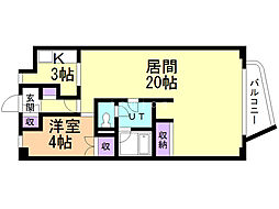インペリアル札幌 1LDKの間取図画像