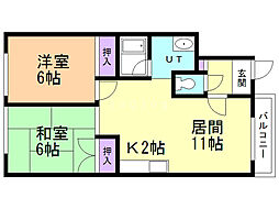 サンクレスト大栄 2LDKの間取図画像