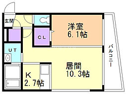 gardenterraceN17 1LDKの間取図画像