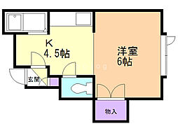 メゾンドトワル 1DKの間取図画像