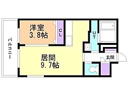 パンシオンN37 1LDKの間取図画像