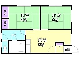 コーポ吉田 2DKの間取図画像