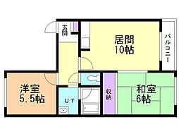 サンシティ32 2LDKの間取図画像