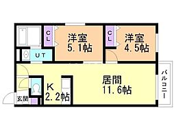Limeira 2LDKの間取図画像