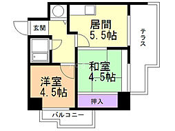 シャンボール植物園第2 2DKの間取図画像