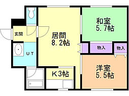 藤井ビル北17条 2LDKの間取図画像