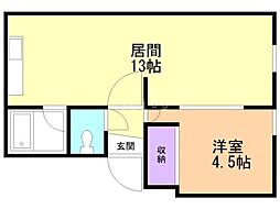 マンション三宅A 1LDKの間取図画像