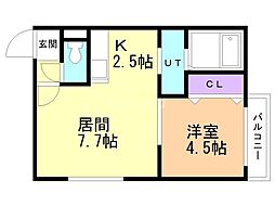 モンテヴェルディL.A 1LDKの間取図画像
