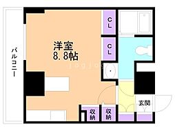 アストリアN6 ワンルームの間取図画像