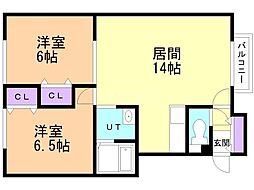 畑野マンション 2LDKの間取図画像