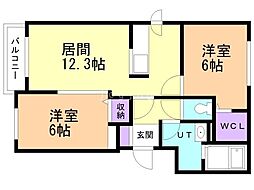 グルービー 2LDKの間取図画像