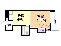 ノースタウンハウス 1DKの間取図画像