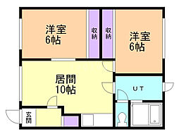 4条ハイツ 2LDKの間取図画像