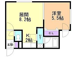 プリモ麻生 1LDKの間取図画像