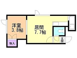 スターハイツB棟 1DKの間取図画像