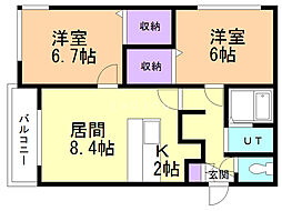 アーバンコート藤井 2LDKの間取図画像