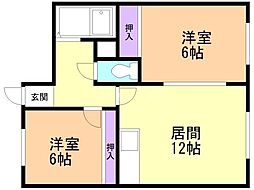 レジデンス若葉 2LDKの間取図画像