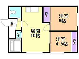 花谷マンション 2LDKの間取図画像