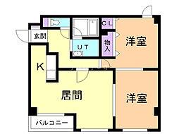 ノースエルム25 2LDKの間取図画像