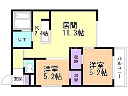 COCO 2LDKの間取図画像