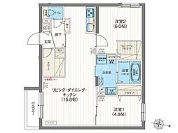 エフュート南円山 2LDKの間取図画像