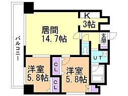 ハイムエルデZW 2LDKの間取図画像