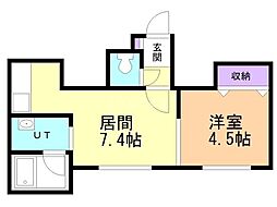 イーストコート2 1LDKの間取図画像