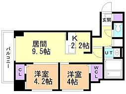 ASHMARUYAMA 2LDKの間取図画像