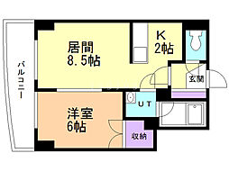 リュミエール北3条 1LDKの間取図画像